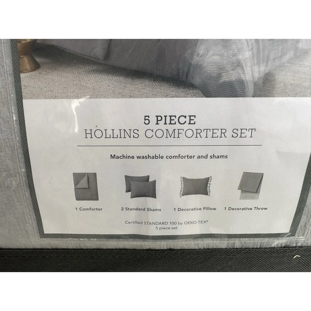 NEW Threshold Full / Queen 5pc Hollins Solid Comforter Set Gray‎